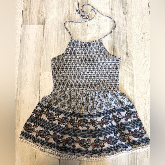 Taylor & Sage Blue boho halter Top Small - Picture 1 of 5